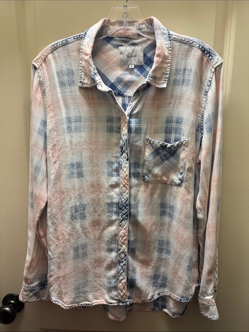 Rails Women’s Plaid Button-Down Shirt in Light Blue & Pale Pink
